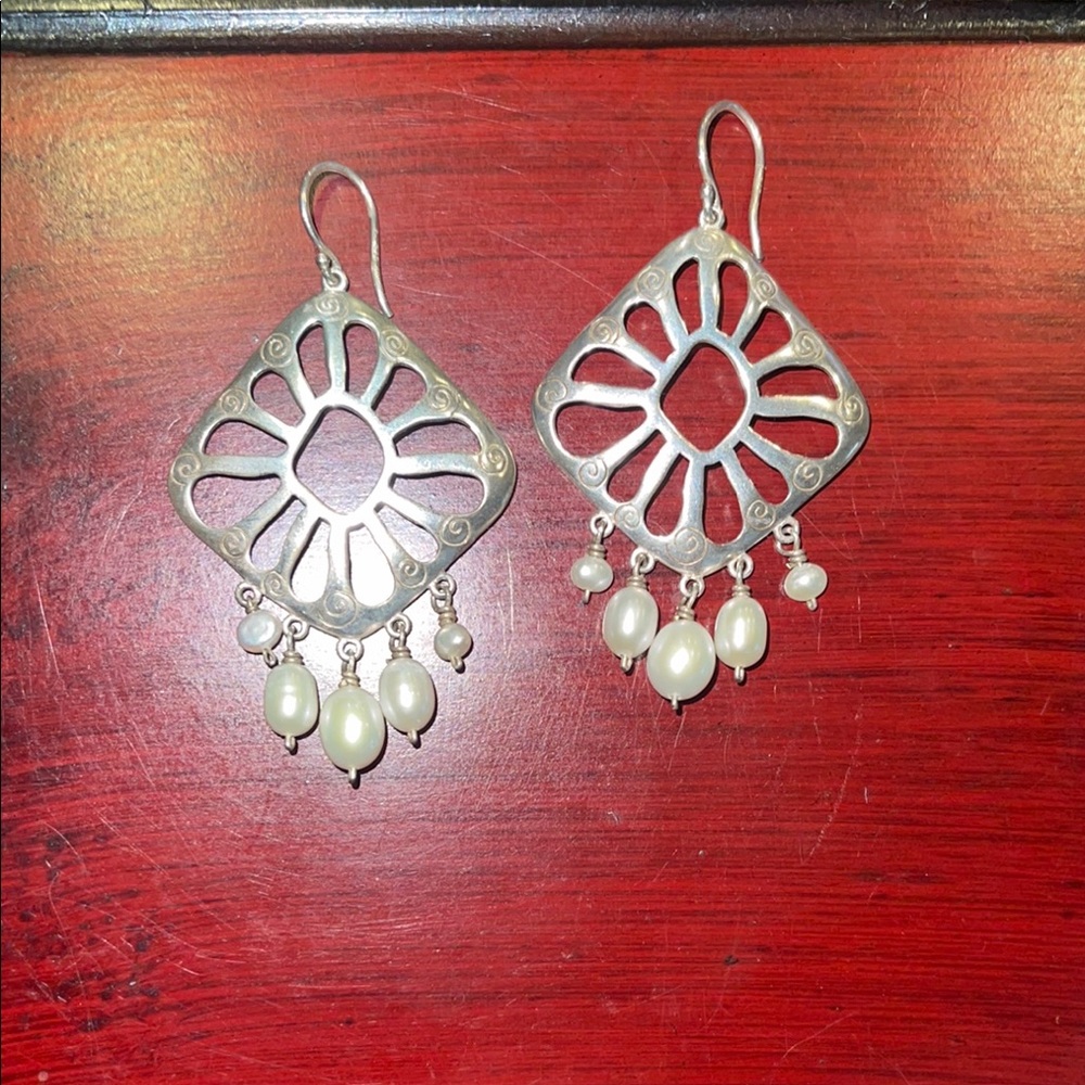 Silpada Silver Dangle Earrings with Pearls